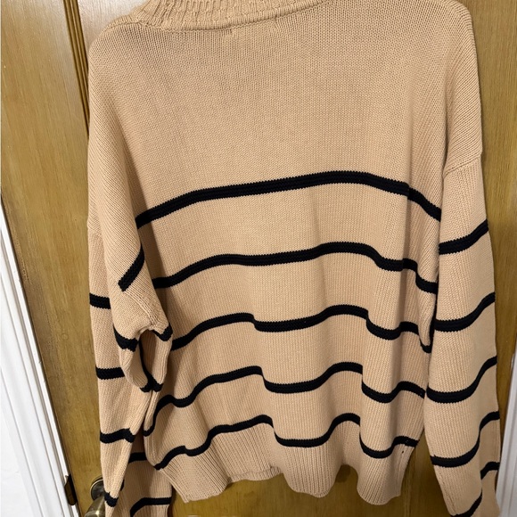 BOYFRIEND STRIPED COTTON SWEATER in Biscuit - Picture 4 of 4